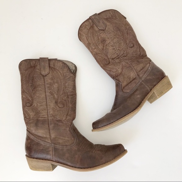 American Eagle Outfitters Shoes - American Eagle Brown Stitch Western Cowboy Boots 6